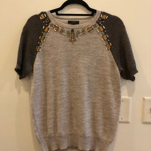 jcrew short sleeve bejeweled collar sweater